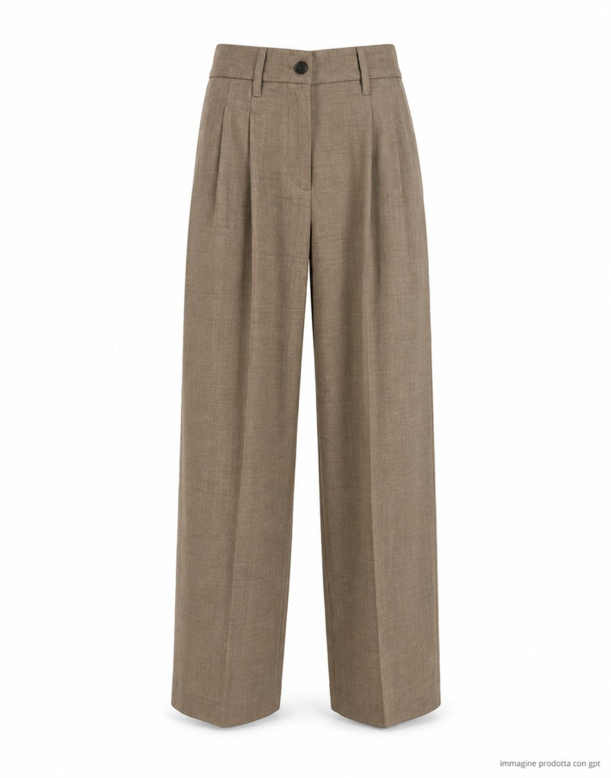 Nine In The Morning Orzo Petra High-Waisted Pleated Wool Wide-Leg Pants