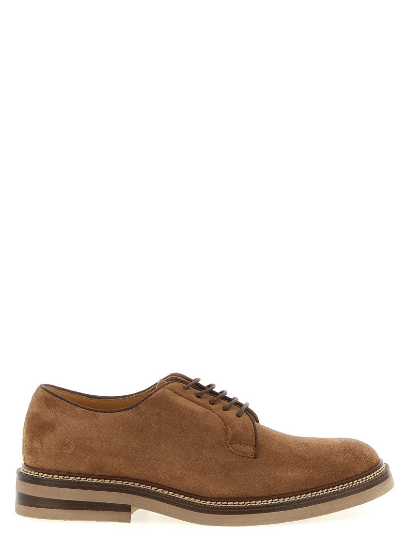 Brunello Cucinelli Suede Derby Shoes With Lace Closure