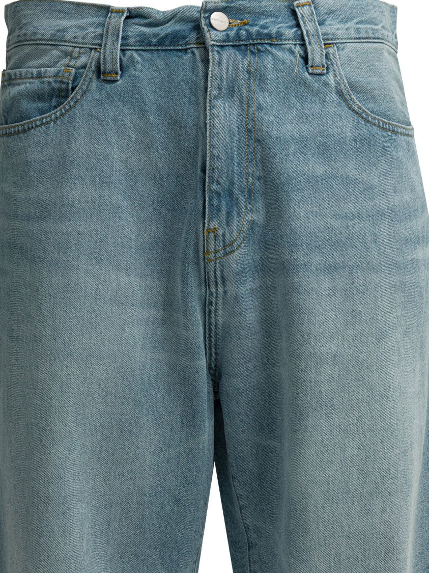 Carhartt Wip Light Blue Straight-Leg 100% Cotton Jeans With Five-Pocket Design