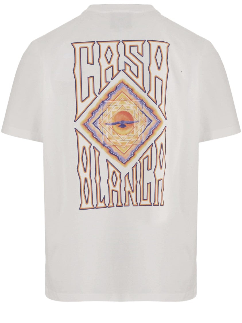 Casablanca White Geometric Print Organic Cotton T-Shirt