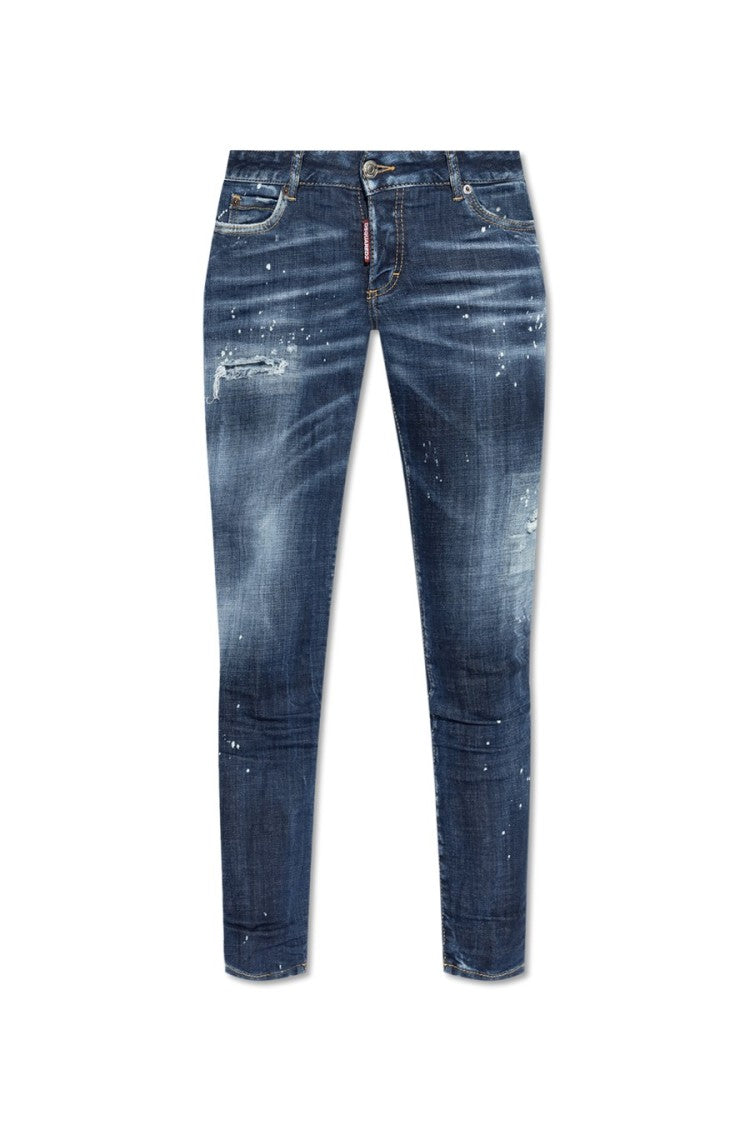 Dsquared2 Distressed Slim Fit Jeans With Mid-Rise Waist