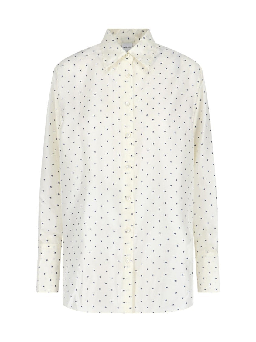 Aspesi Silk Shirt With All-Over Polka Dot Pattern