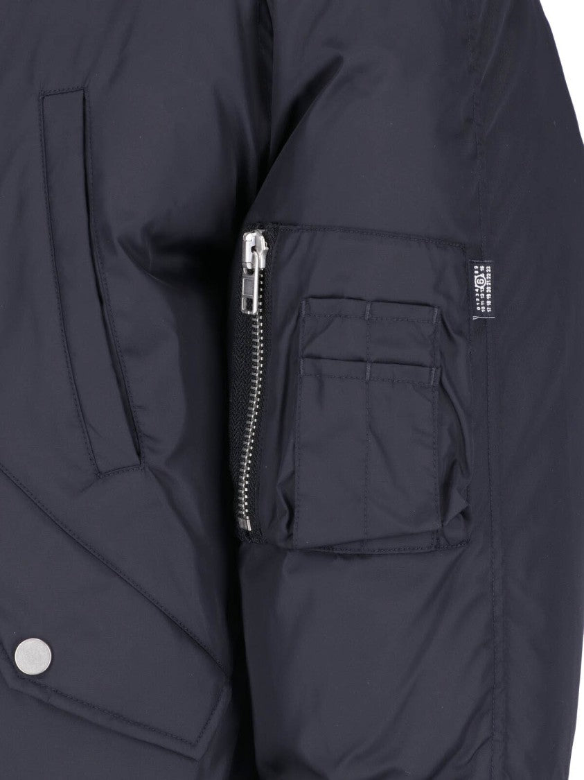 Mm6 By Maison Margiela Black Fabric Bomber Jacket