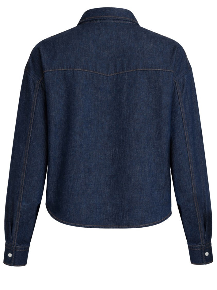 Khaite Neutrals Grenon Cropped Denim Cotton Shirt