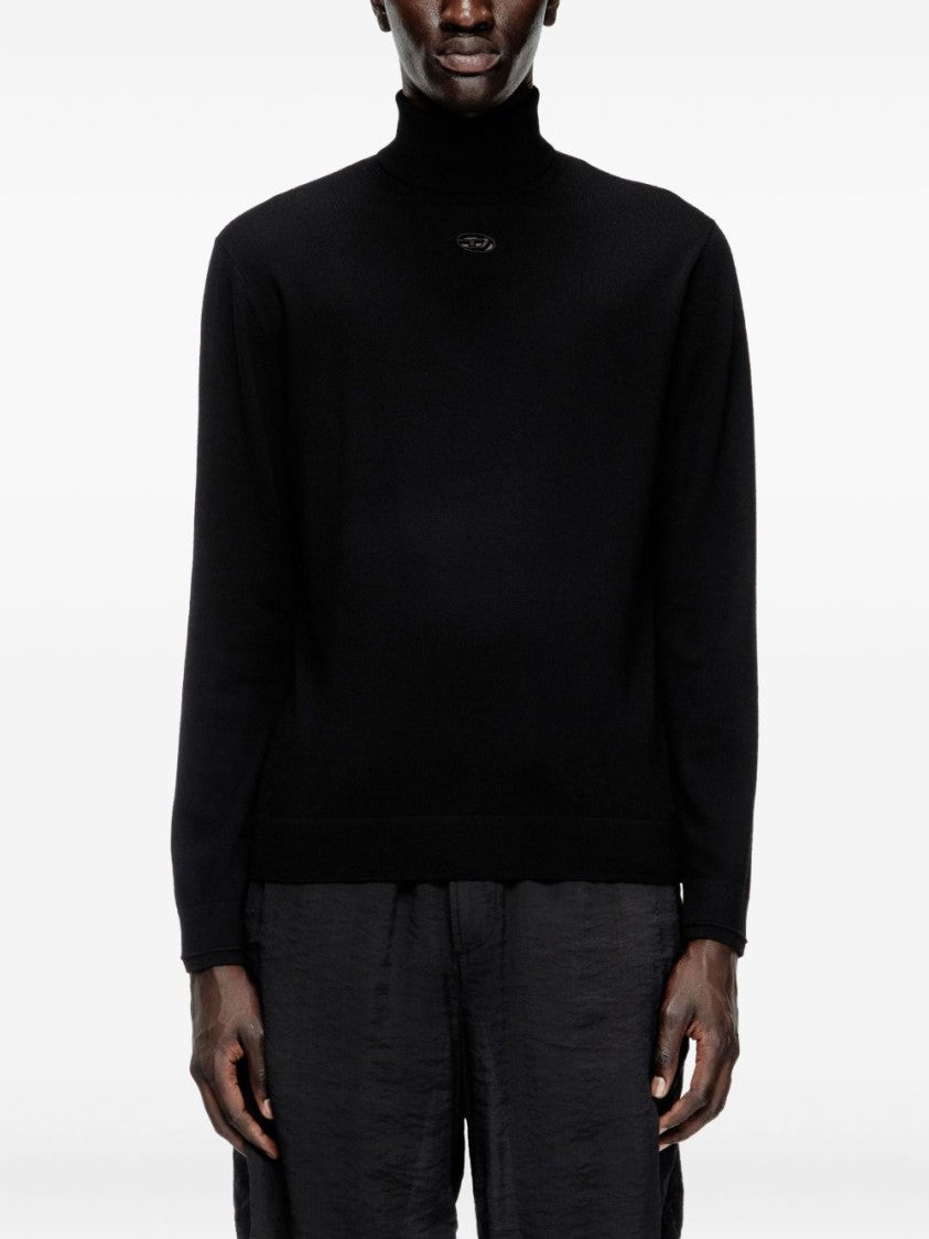 Diesel Fitted Black Turtleneck Sweater