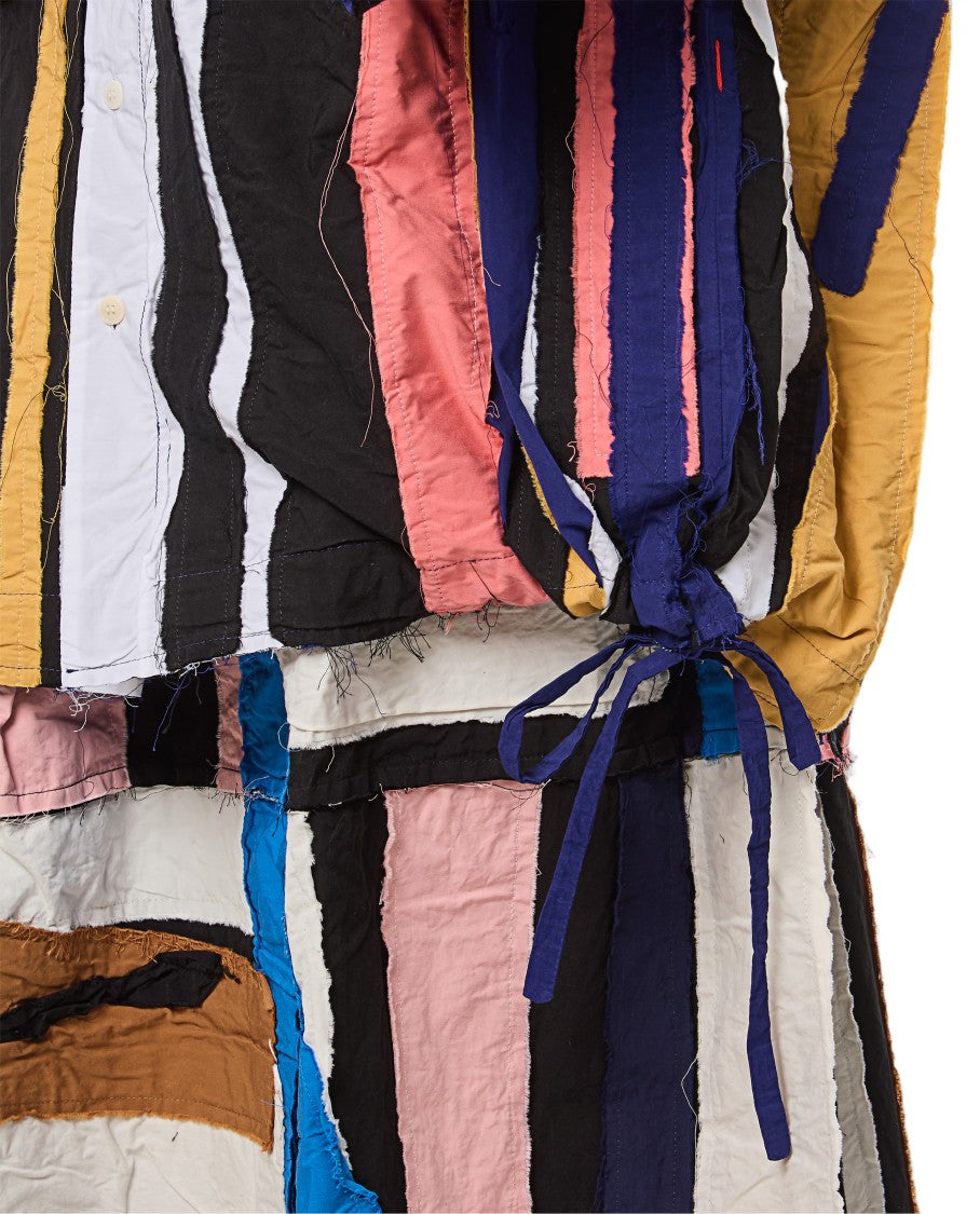 Casey & Casey Raw Cut Striped Patchwork Shirt With Classic Collar