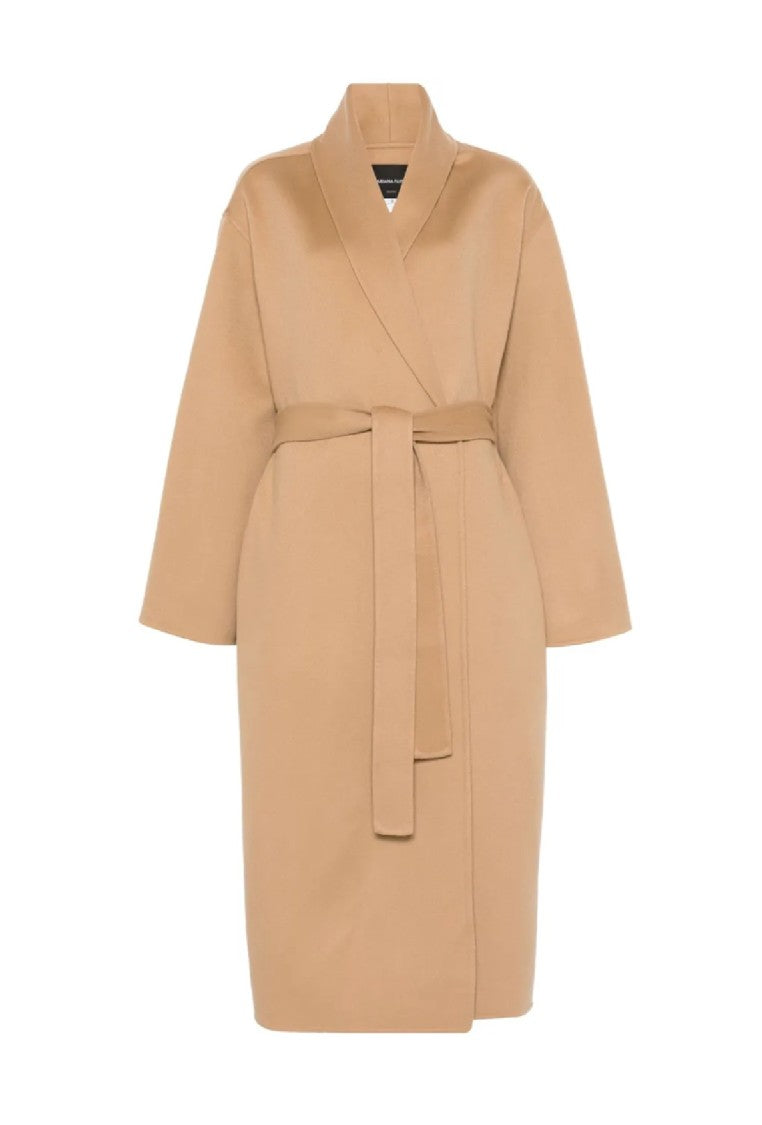 Fabiana Filippi Camel Wool Wrap Coat With Belted Waist