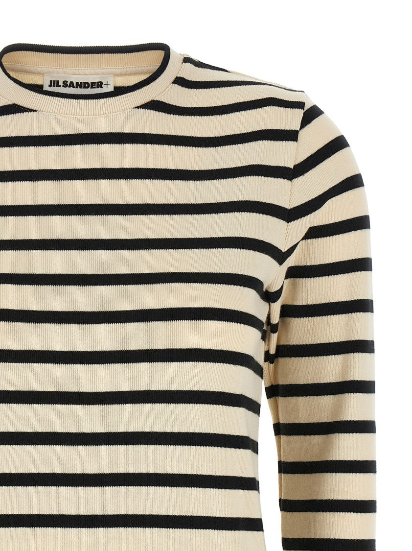 Jil Sander Striped Cotton Knitwear With Logo Detail