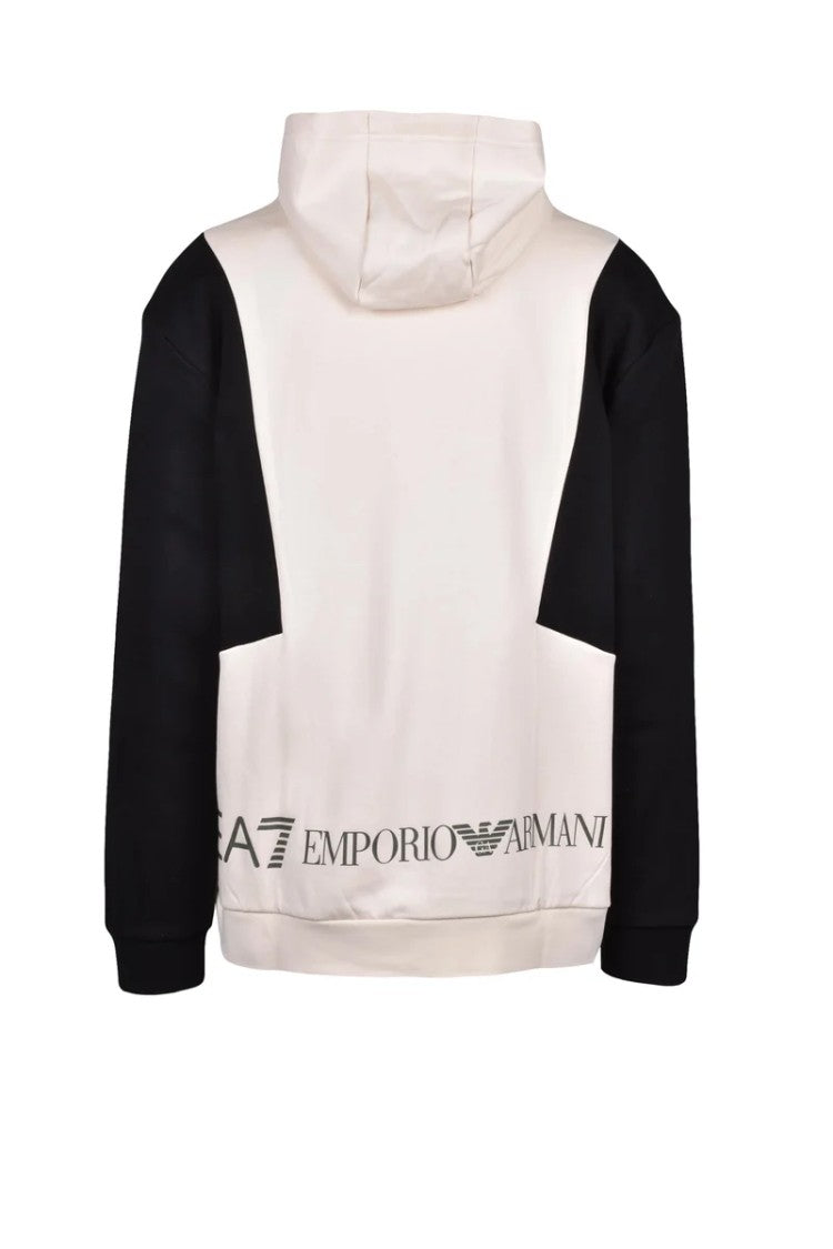 Ea7 Emporio Armani Cream Brushed Cotton Hoodie