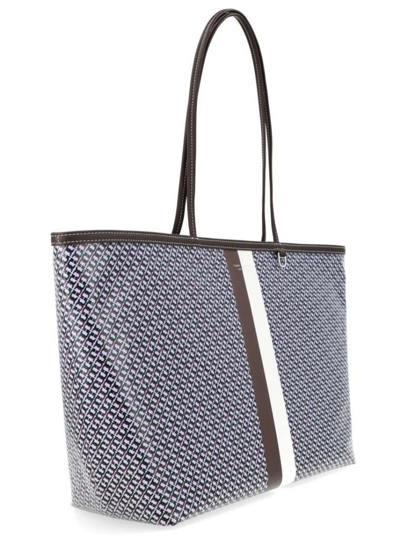 Tory Burch Racer Textured Vertical Stripe Tote Bag