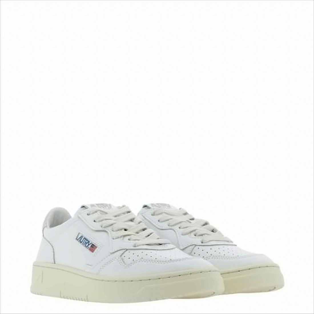 Autry Minimalist White Leather Sneakers With Pastel Heel Detail