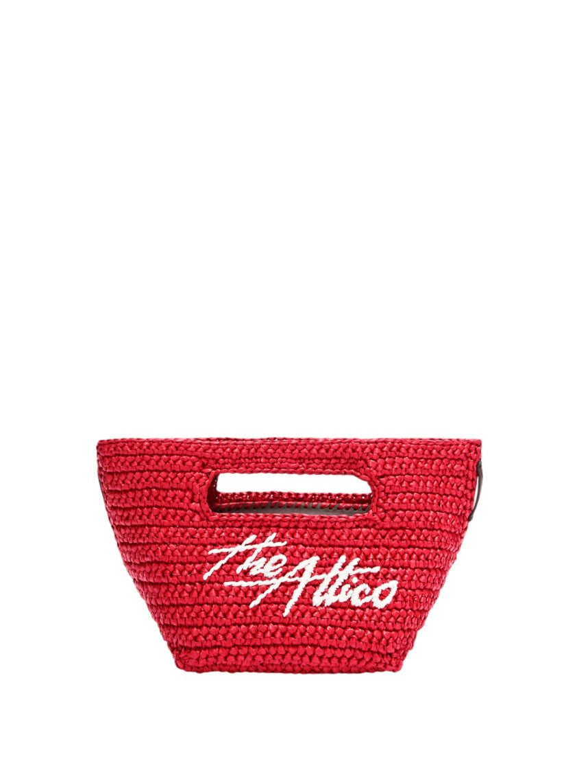 The Attico Woven Red Handbag With Cut-Out Handles