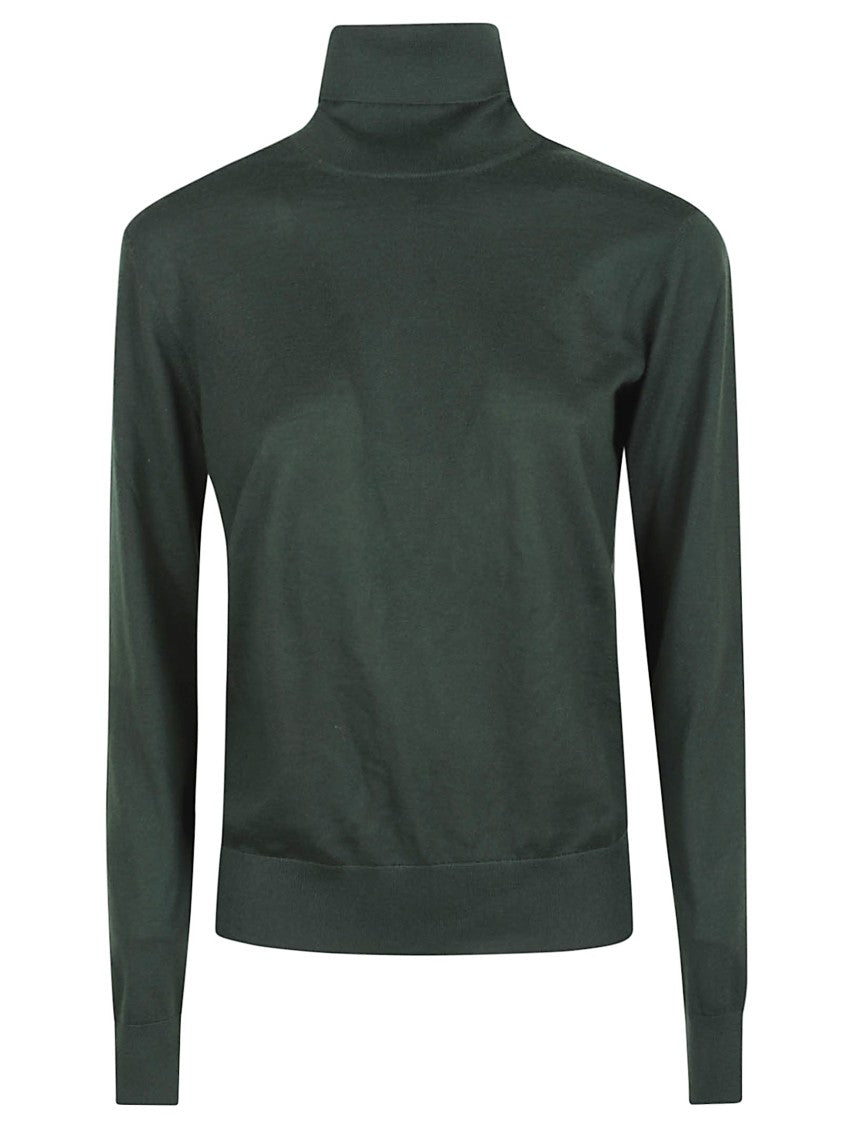 Polo Ralph Lauren High-Neck Fitted Cashmere Sweater In Deep Green