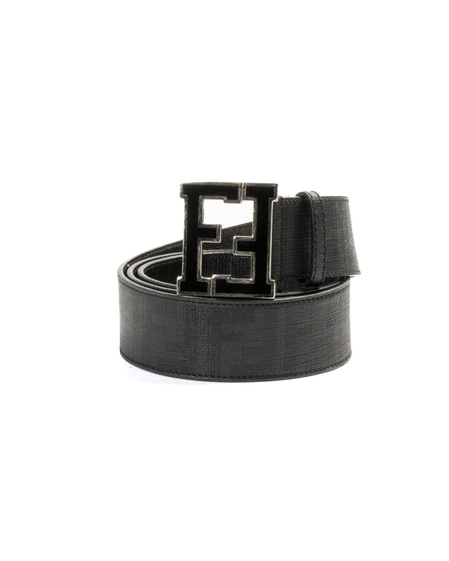 Fendi Black Ff Logomania Fabric Belt