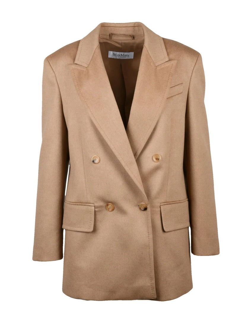 Max Mara Beige Camel Double-Breasted Jacket