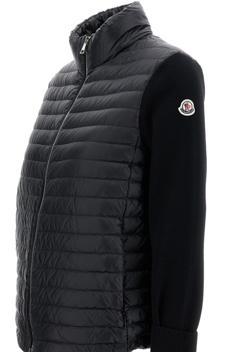 Moncler Black Hybrid Padded Front Knit Sleeve Cardigan