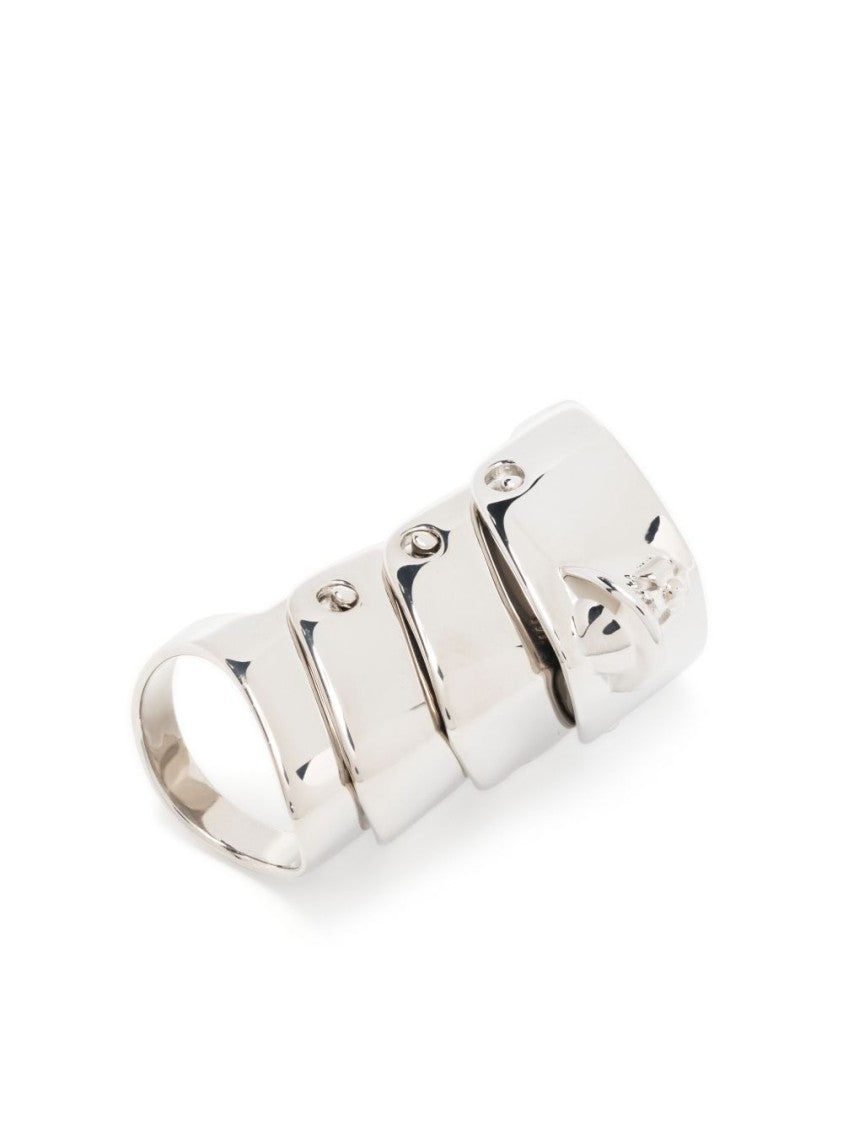 Vivienne Westwood Polished Multi-Band Silver Ring With Signature Orb Motif