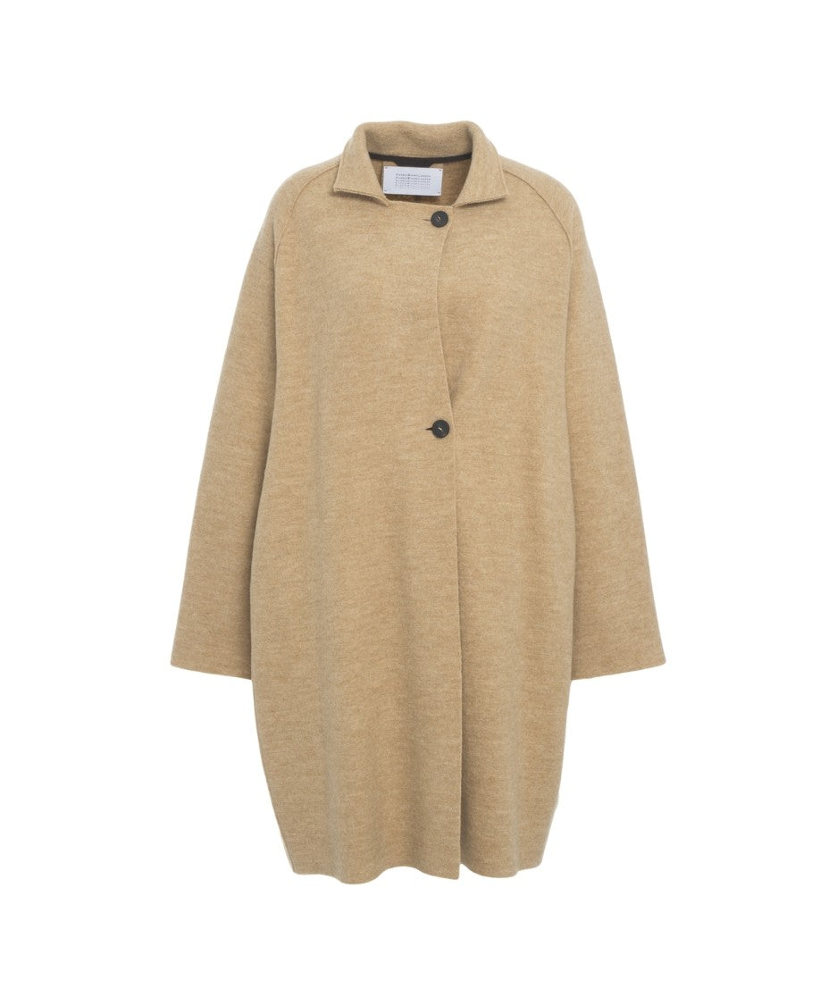 Harris Wharf London Beige Oversized Coat With Refined Collar And Raglan Sleeves
