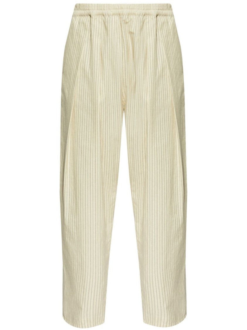 Maison Margiela Relaxed Fit Beige Trousers With Pleat Detailing