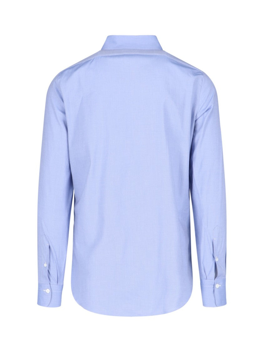 Finamore 1925 Classic Shirt In Light Blue Cotton Classic Collar