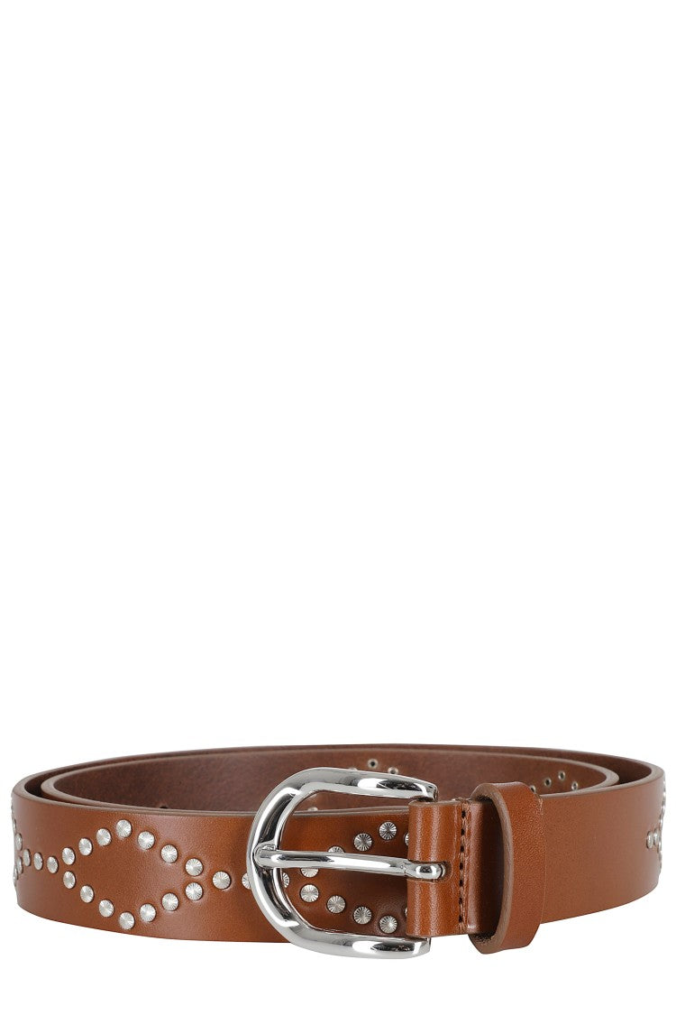 Isabel Marant Cognac Liliana Gb Studded Leather Belt