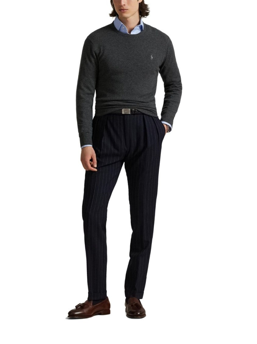 Polo Ralph Lauren Dark Charcoal Melange Wool Knit Sweater