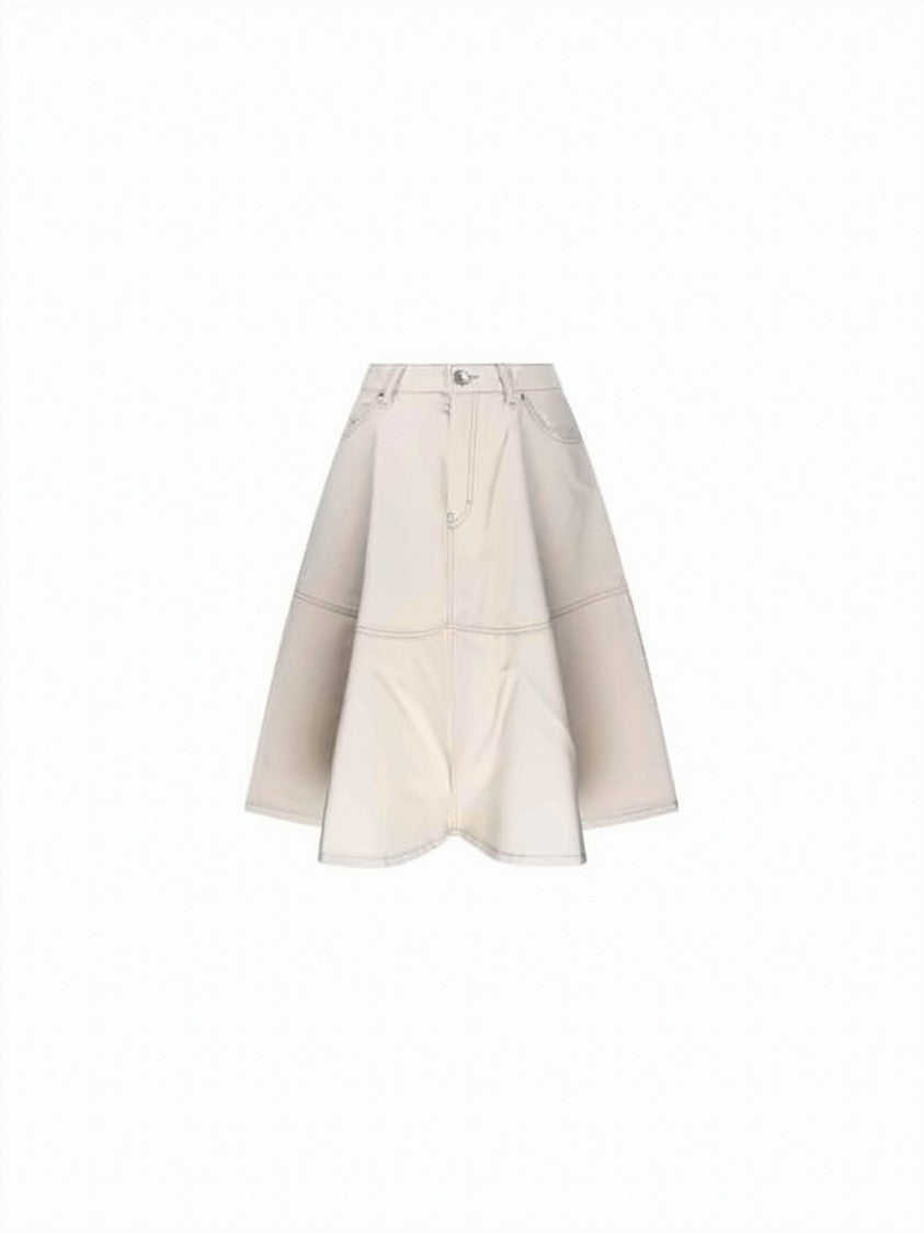 Ami Paris Flared Midi Skirt With Seam Detailing
