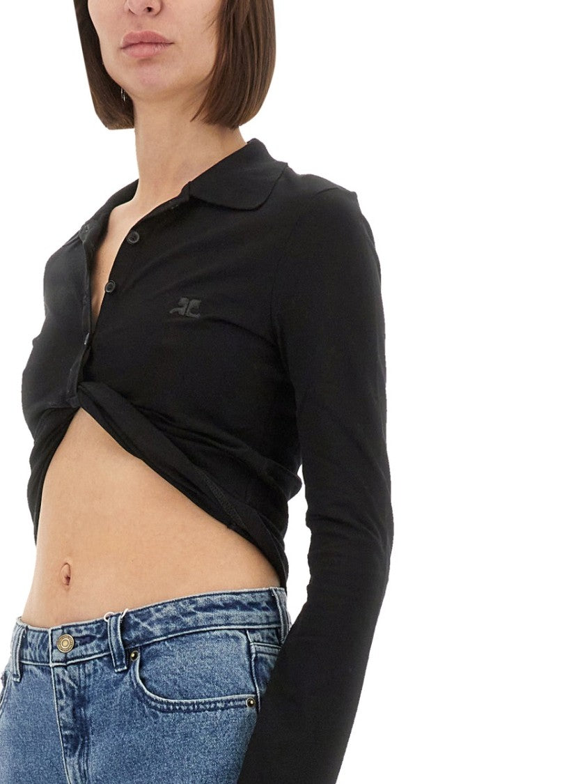 Courrèges "Twist" Cropped Polo Shirt