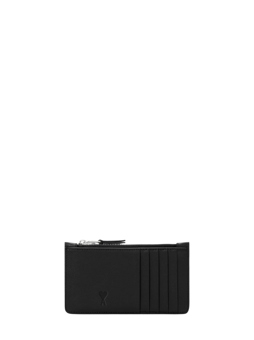 Ami Paris Zipped Card Holder Ami De Coeur Leather Wallet