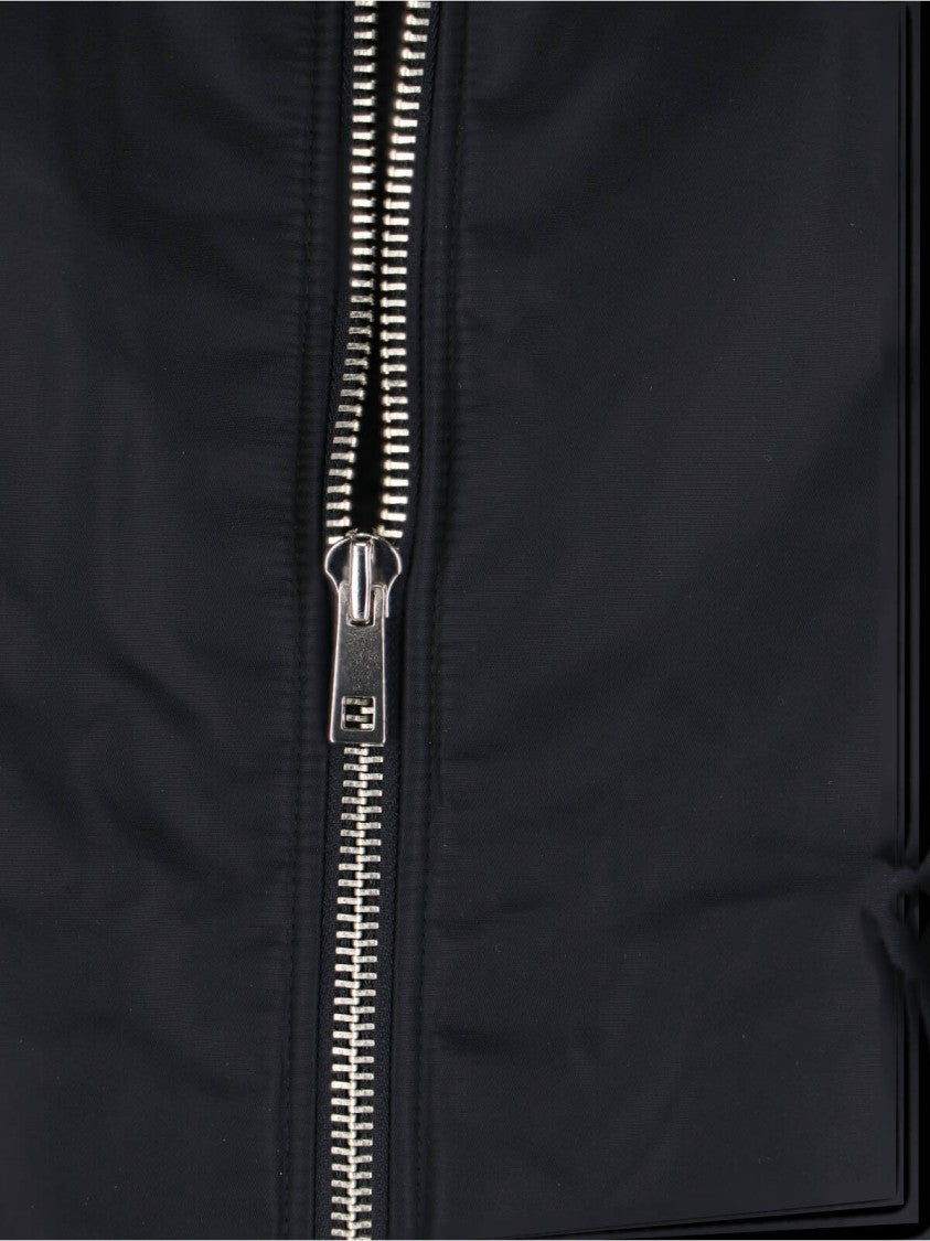 The Frankie Shop Padded Black Bomber Jacket With Ribbed Finishes