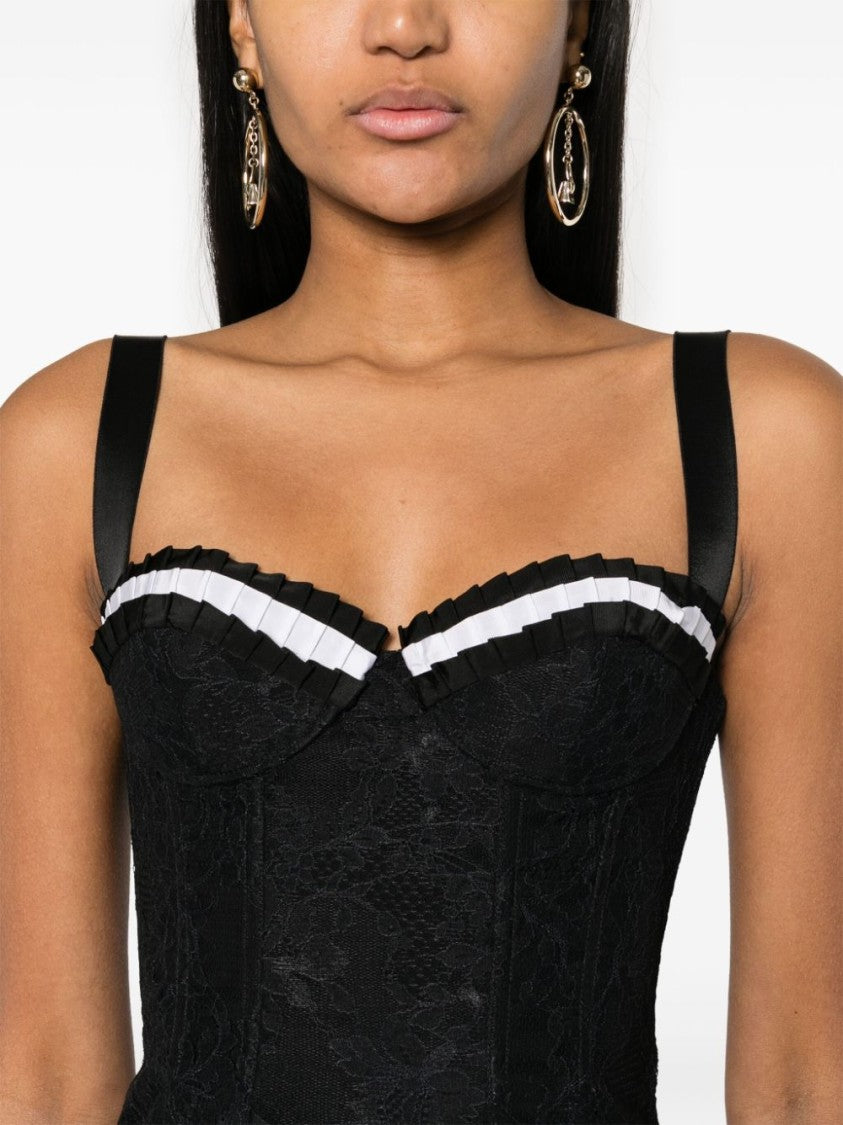 Moschino Mid-Length Black Floral Lace Dress