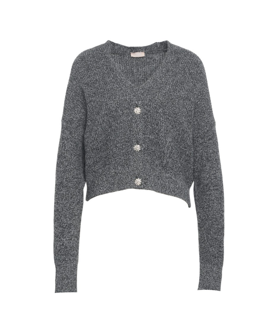 Liu Jo Cropped Grey Melange Cardigan