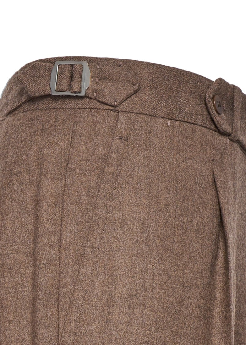 Franzese Collection Mud Royal Flannel Trousers With Pleated Front