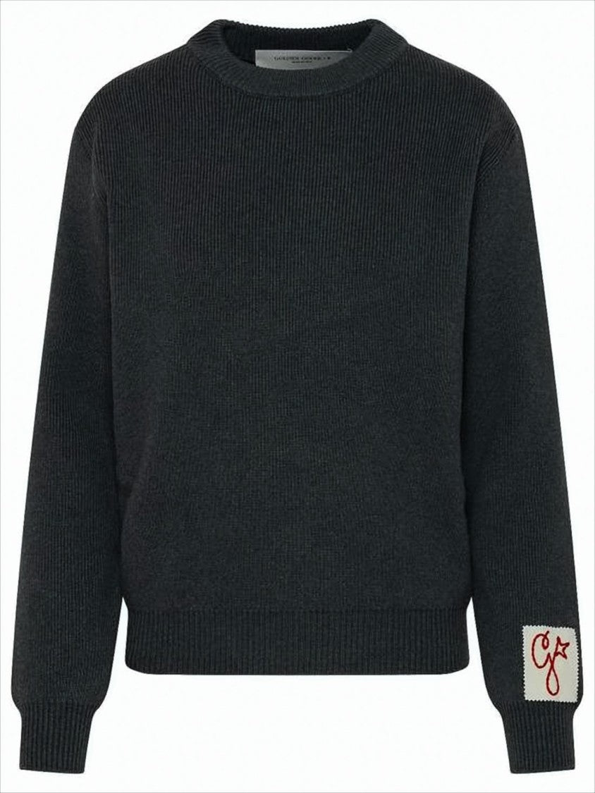Golden Goose Ribbed Knit Sweater With Oversized Lettering Detail