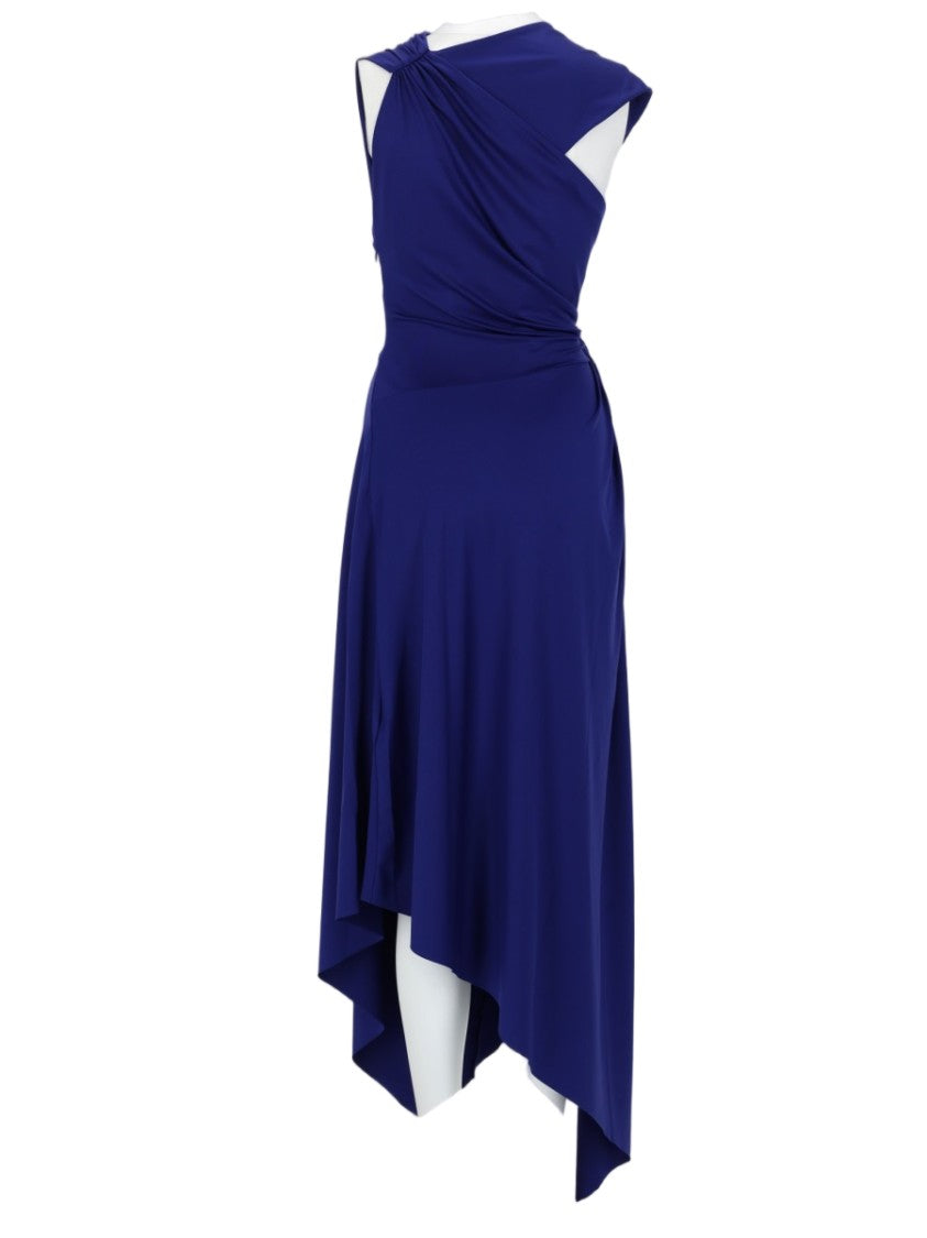 Victoria Beckham Fitted Asymmetrical Hem Midi Dress