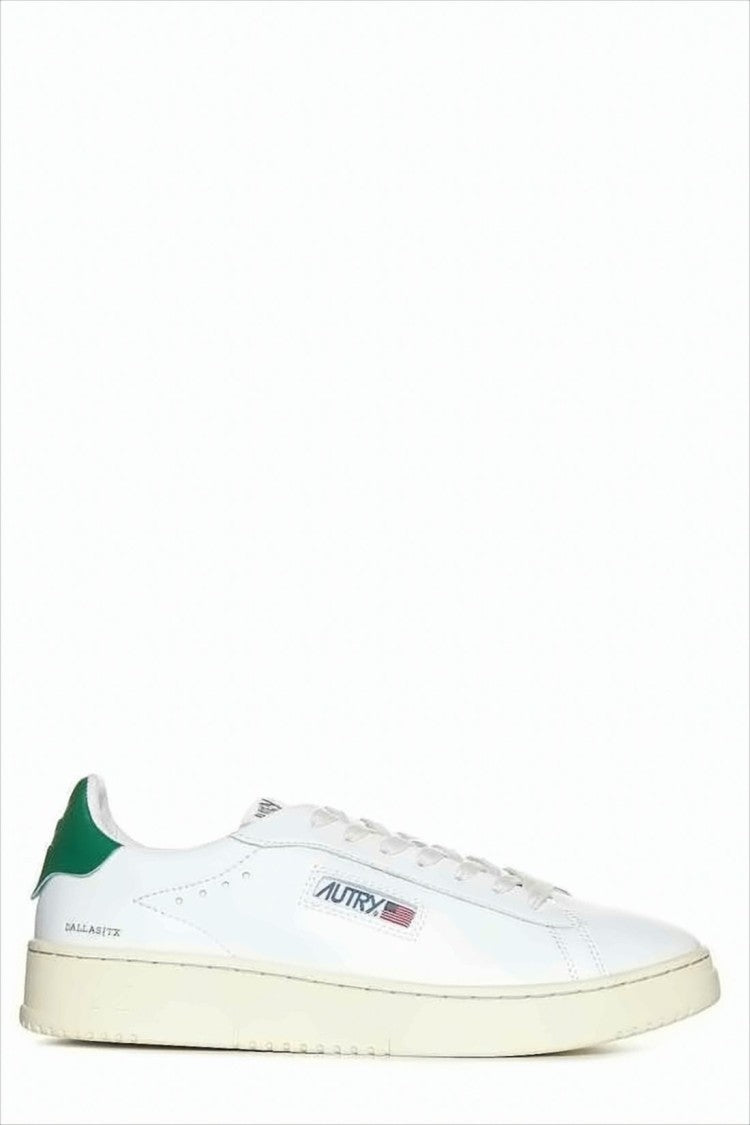 Autry White Leather Low-Top Sneakers With Green Accents
