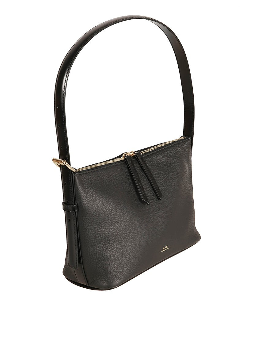 A.P.C. Rectangular Black Bag In Textured Cowhide Leather