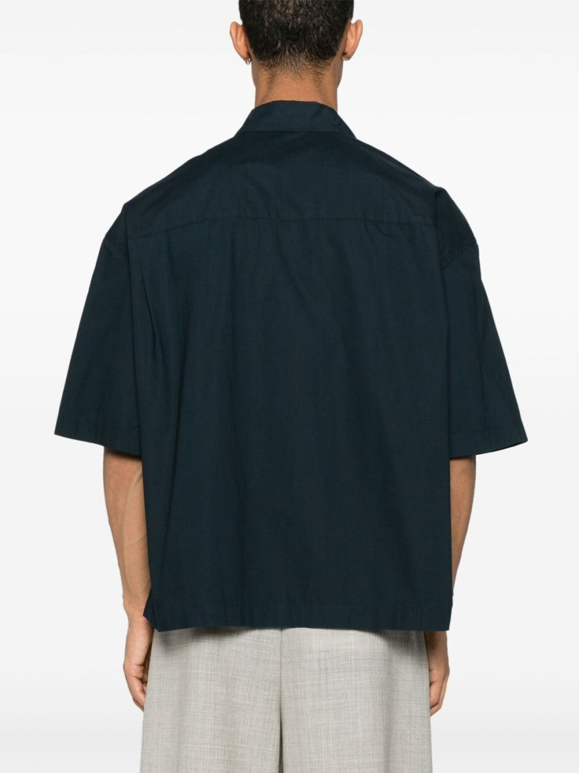 Studio Nicholson Relaxed Fit Navy Blue Short Sleeve Shirt