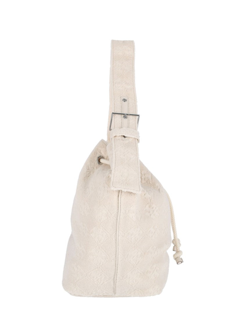 Tory Burch T Monogram Bucket Bag – White