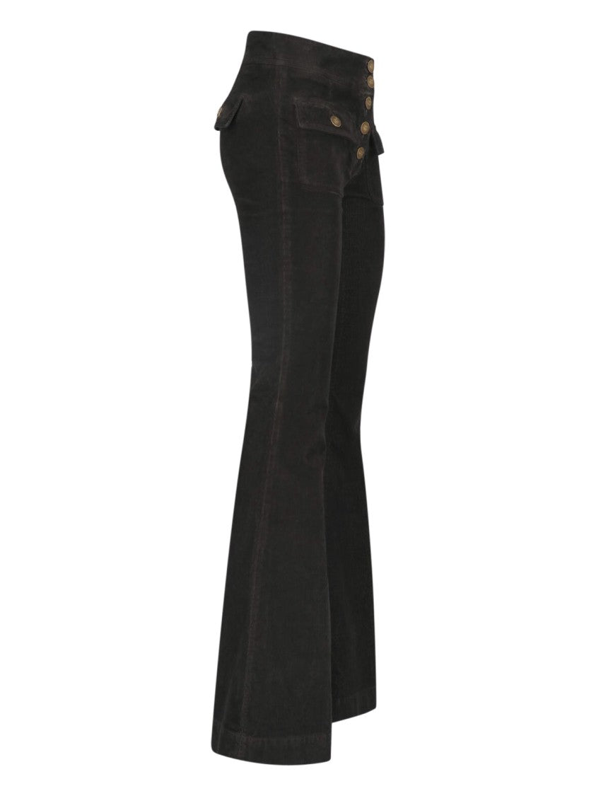 Seafarer Flared High-Waisted Pants In Stretch Ribbed Velvet