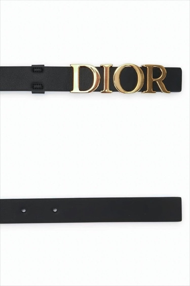 Christian Dior Calf Leather Belt With Polished Gold-Tone Buckle