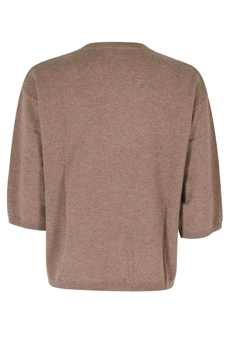 Seventy Brown Crew-Neck Sweater With 3/4-Length Sleeves And Ribbed Trim
