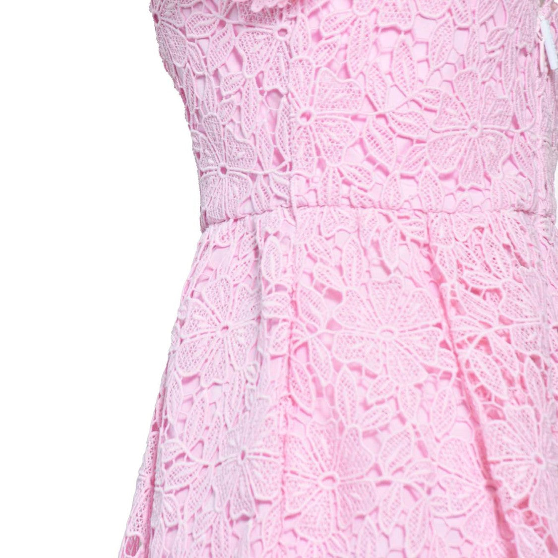 Self-Portrait Pink Guipure Lace Mini Dress With Belt