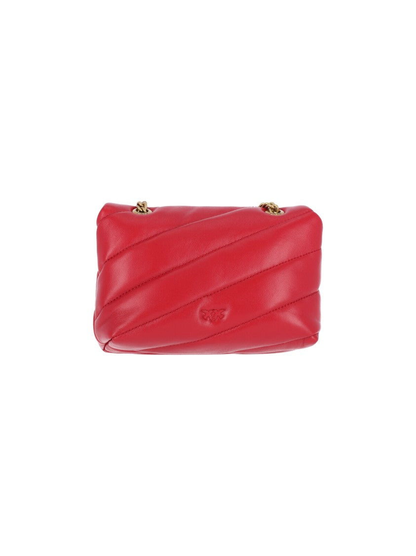 Pinko Red Love Puff Calfskin Shoulder Bag