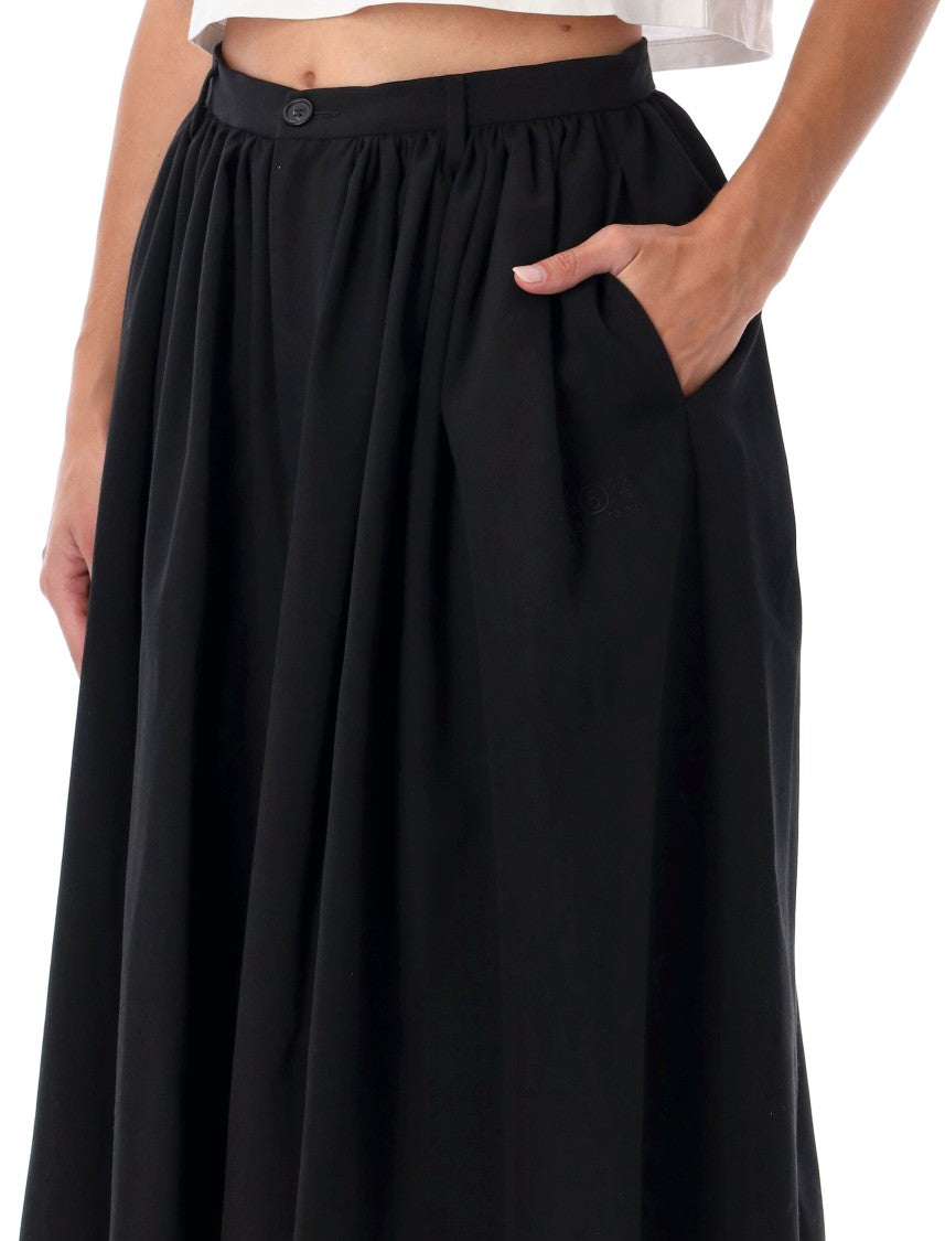 Mm6 By Maison Margiela Fluid Wide-Leg Bermuda Skirt With Gathered Waistband