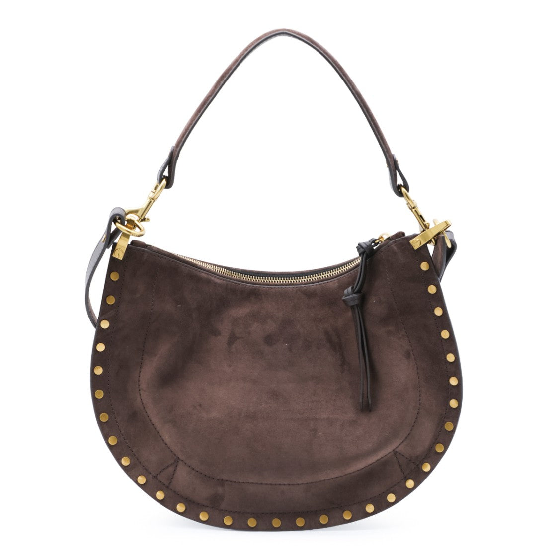 Isabel Marant Crescent-Shaped Suede Bag With Gold Stud Accents