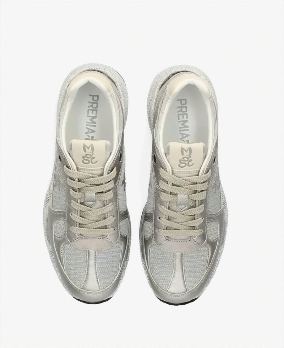 Premiata Silver Sneakers With Graphic Prints