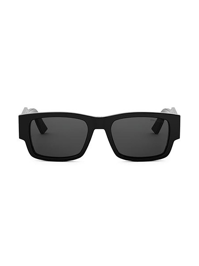 Dior Rectangular Black Sunglasses With Elegant Metallic Plaque