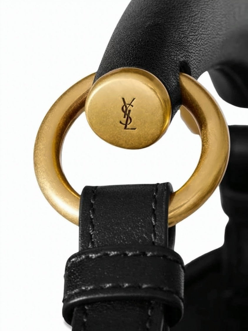 Saint Laurent Crescent-Shaped Calfskin Leather Shoulder Bag With Brass Hardware