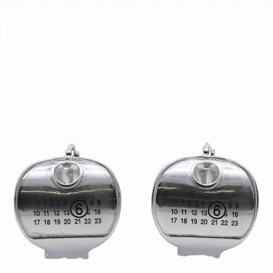 Mm6 By Maison Margiela Polished Silver-Tone Earrings With Unique Rounded Rectangular Shape